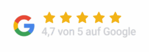 4,7 Bewertung bei Google